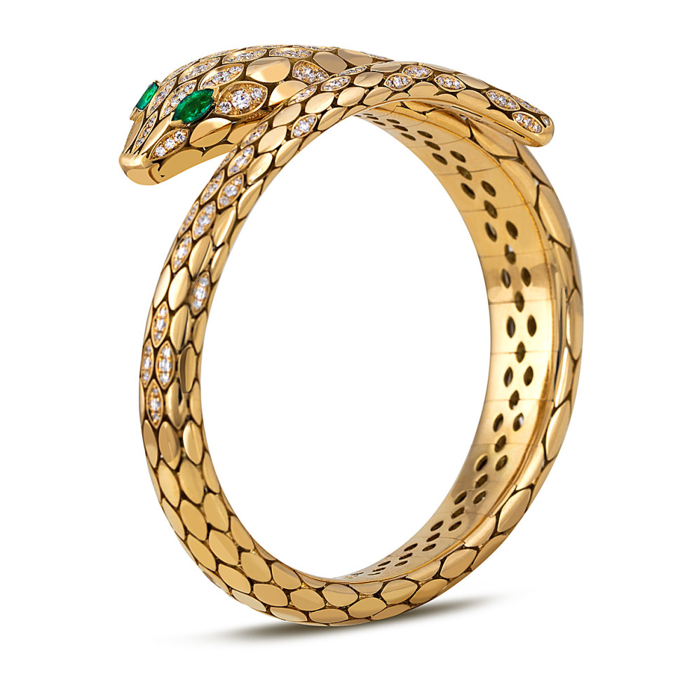 Браслет из белого золота с бриллиантами и изумрудами 