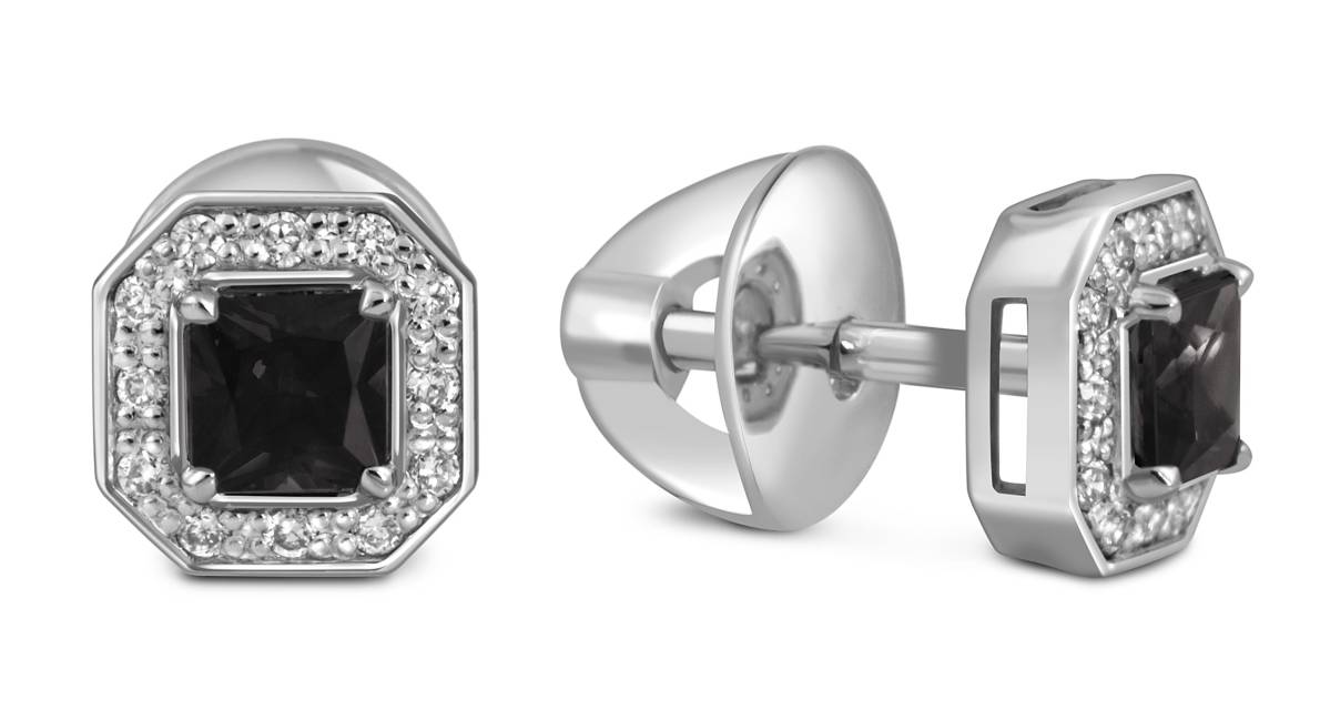 Серьги пусеты из платины с бриллиантами (054333)