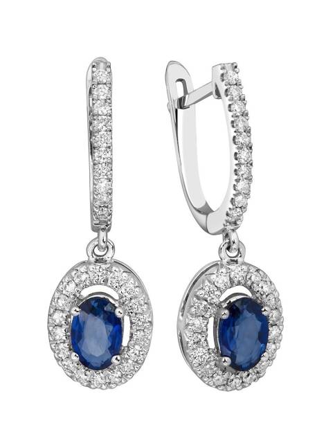Серьги из белого золота с бриллиантами и сапфирами (014237)