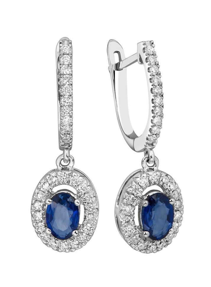 Серьги из белого золота с бриллиантами и сапфирами (014237)