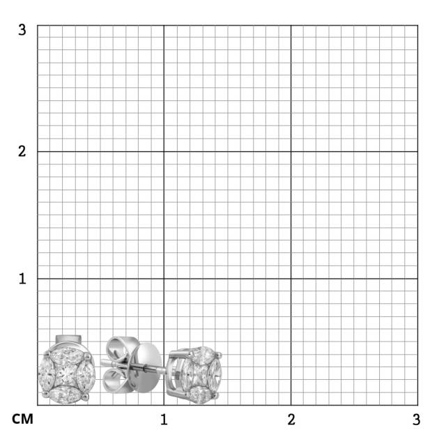 Серьги пусеты из белого золота с бриллиантами (045872)