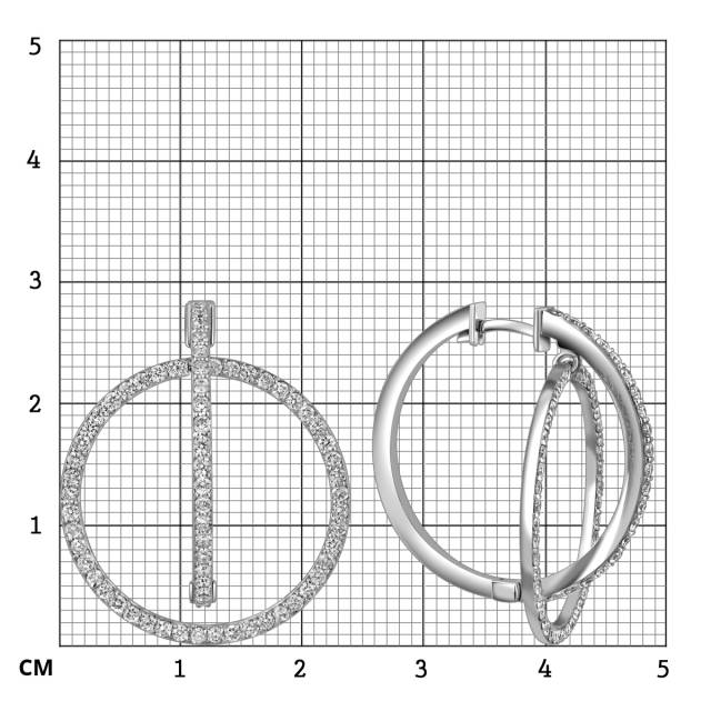 Серьги конго из белого золота с бриллиантами (051599)