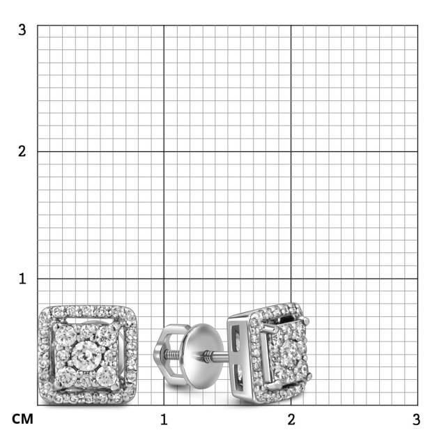 Серьги пусеты из белого золота с бриллиантами (059584)