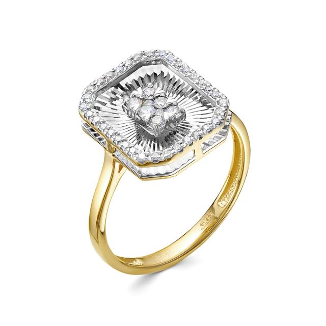 Кольцо из из комбинированного золота с бриллиантами (060413)