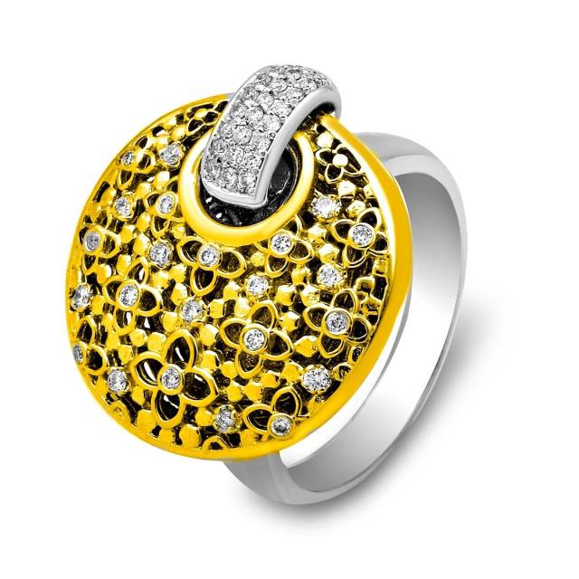 Кольцо из комбинированного золота с бриллиантами (025210)