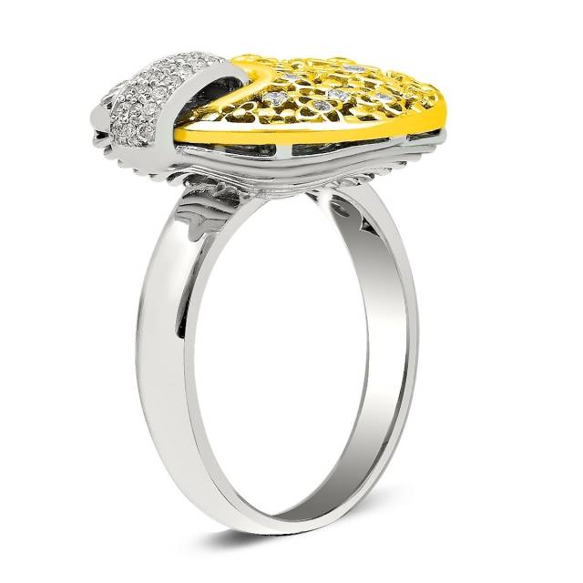 Кольцо из комбинированного золота с бриллиантами (025210)