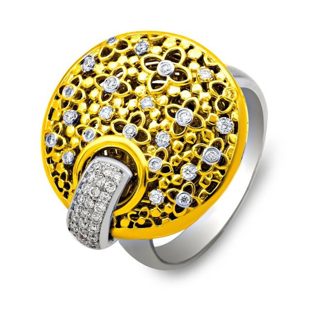 Кольцо из комбинированного золота с бриллиантами (025210)