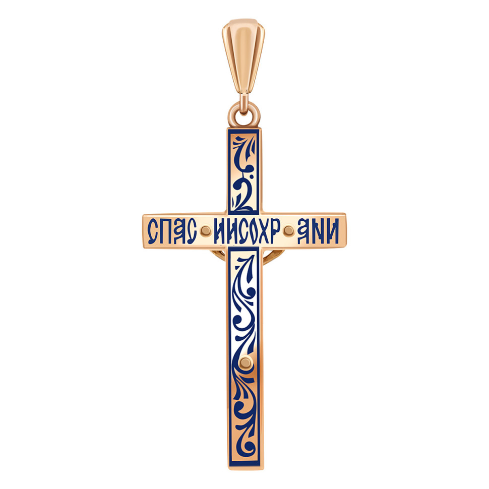Кулон крест из красного золота с с эмалью (038537)