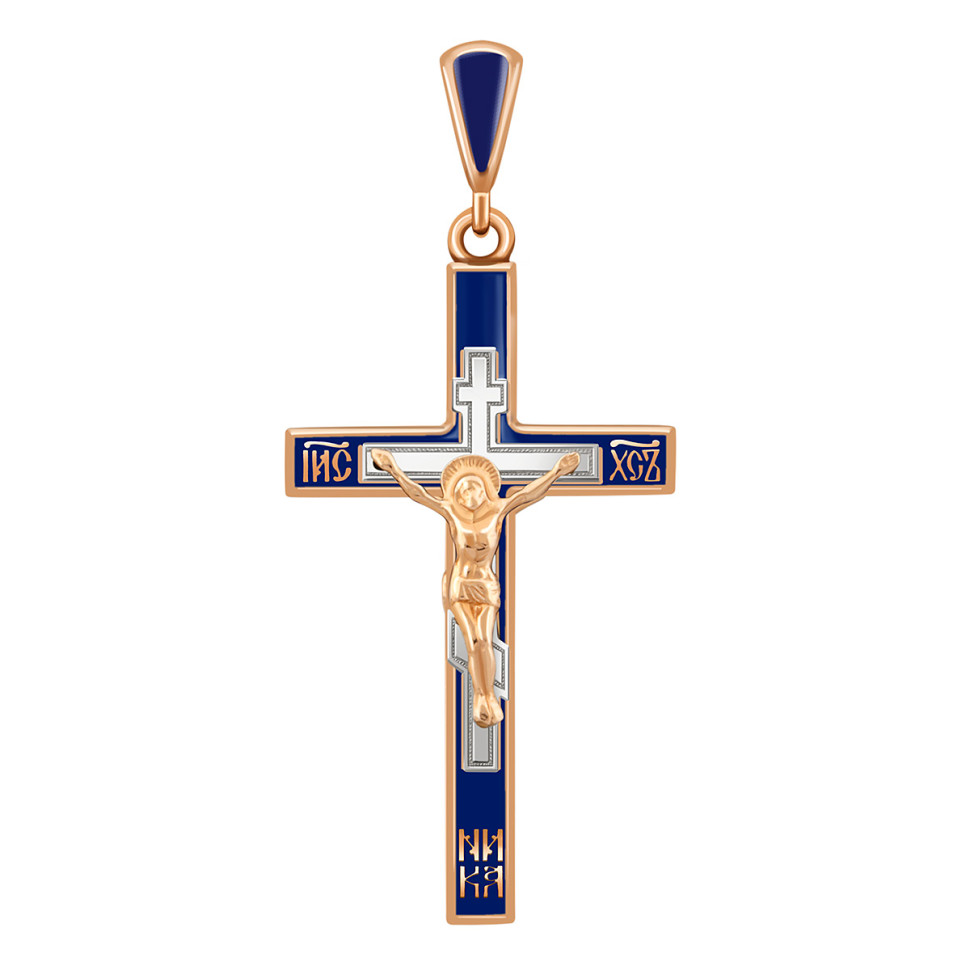 Кулон крест из красного золота с с эмалью (038537)