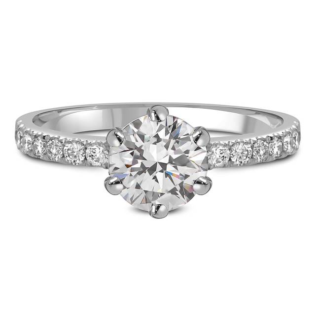 Помолвочное  кольцо из белого золота с бриллиантами (051329)