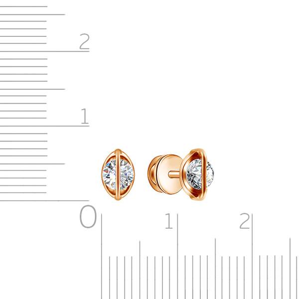 Серьги пусеты из красного золота "Танцующий бриллиант" (047698)