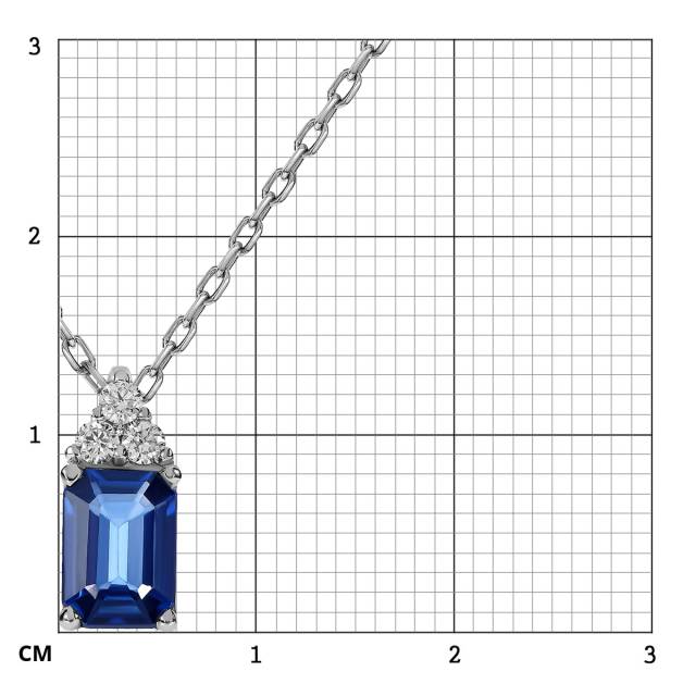 Колье из белого золота с бриллиантами и  сапфиром (062813)