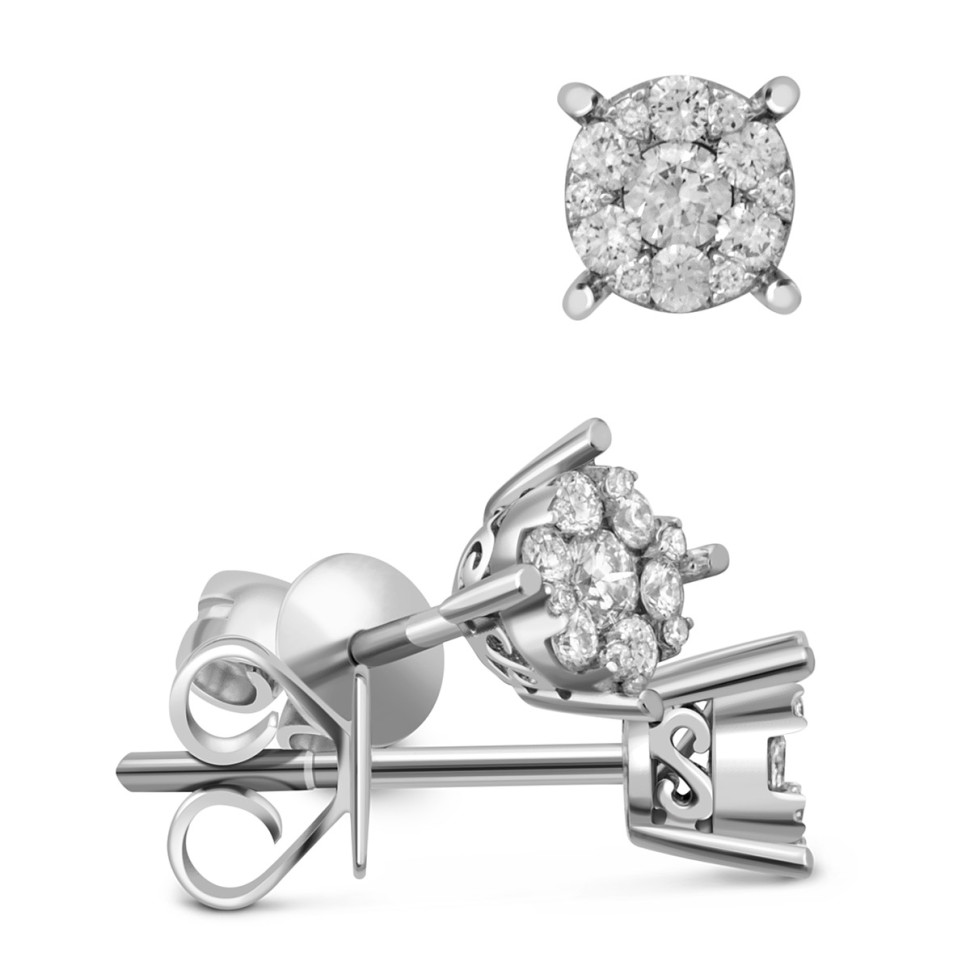 Серьги пусеты из белого золота с бриллиантами (029191)