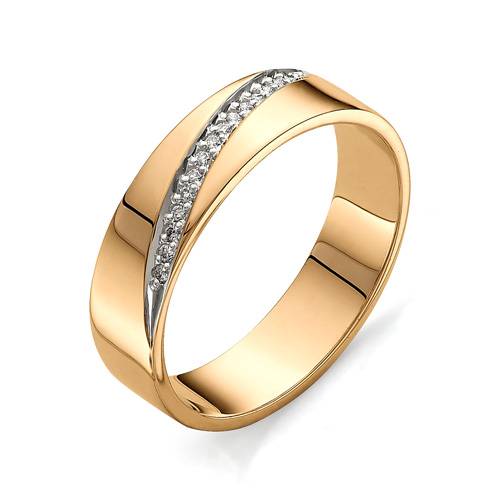 Обручальное кольцо из красного золота с бриллиантами (033724)