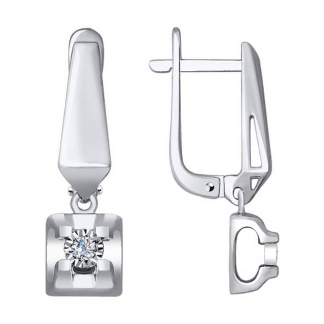 Серьги из белого золота с бриллиантами (040793)