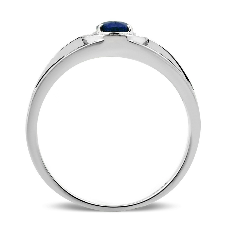 Кольцо из белого золота с бриллиантами и сапфиром (028222)