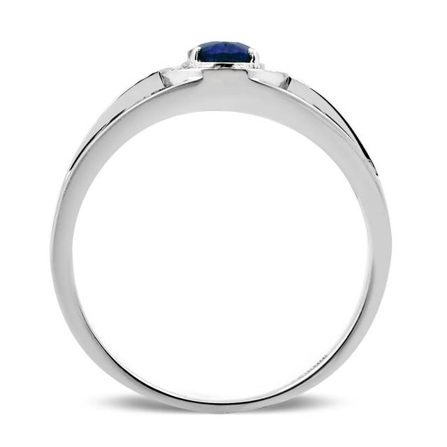 Кольцо из белого золота с бриллиантами и сапфиром (028222)