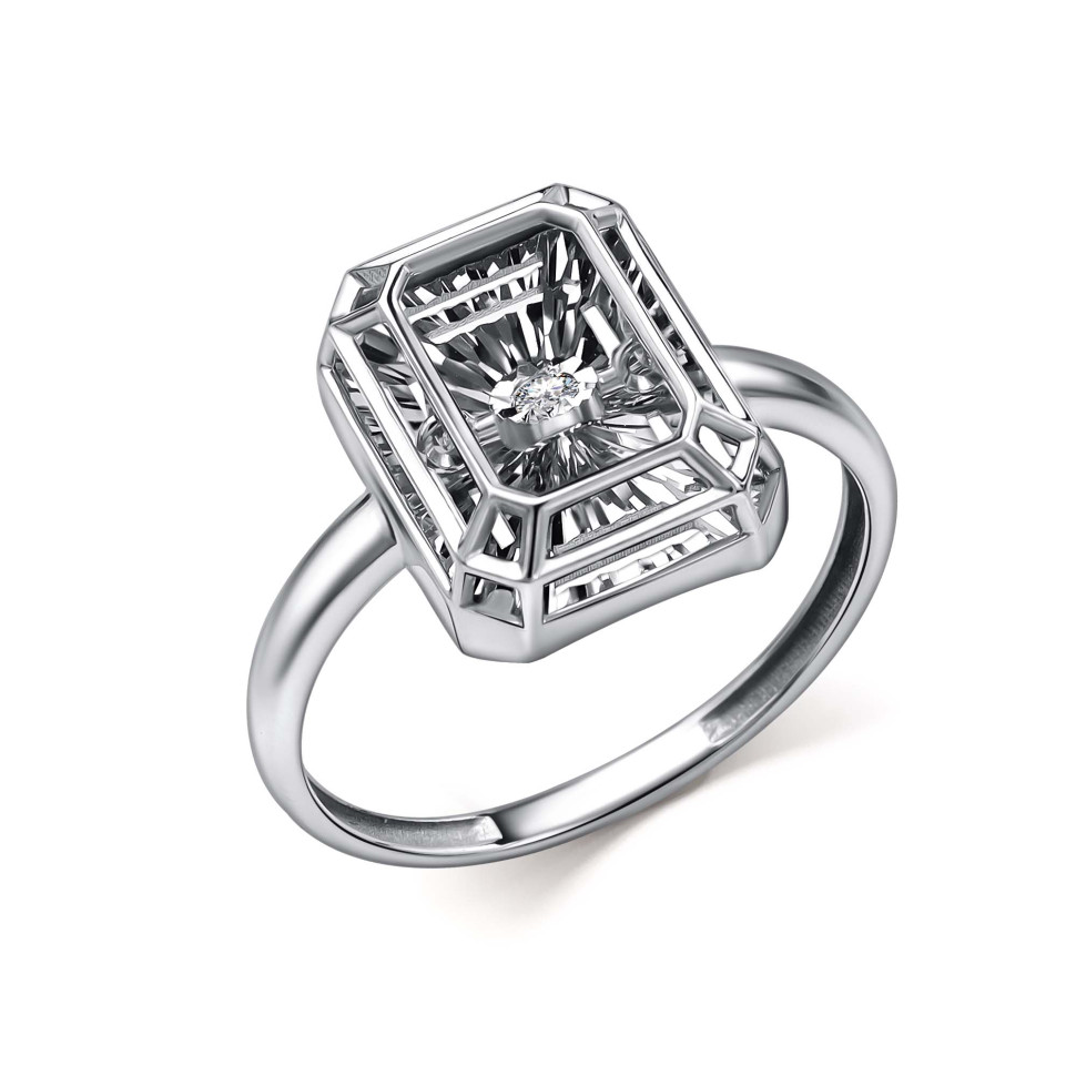 Кольцо из белого золота с бриллиантом (063026)