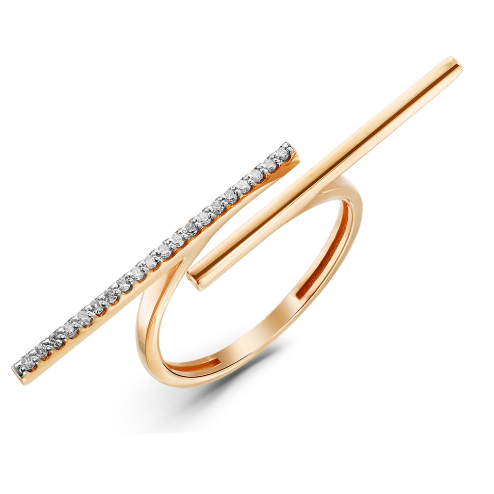 Кольцо из красного золота с бриллиантами (055039)