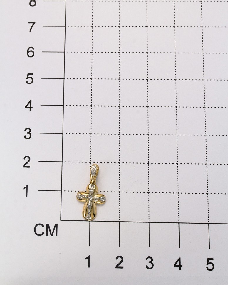 Кулон крест из комбинированного золота с бриллиантами (049264)