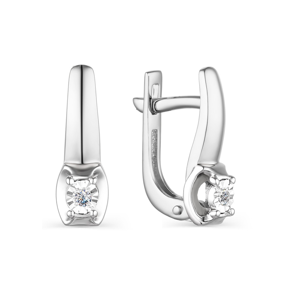 Серьги из белого золота с бриллиантами (043752)