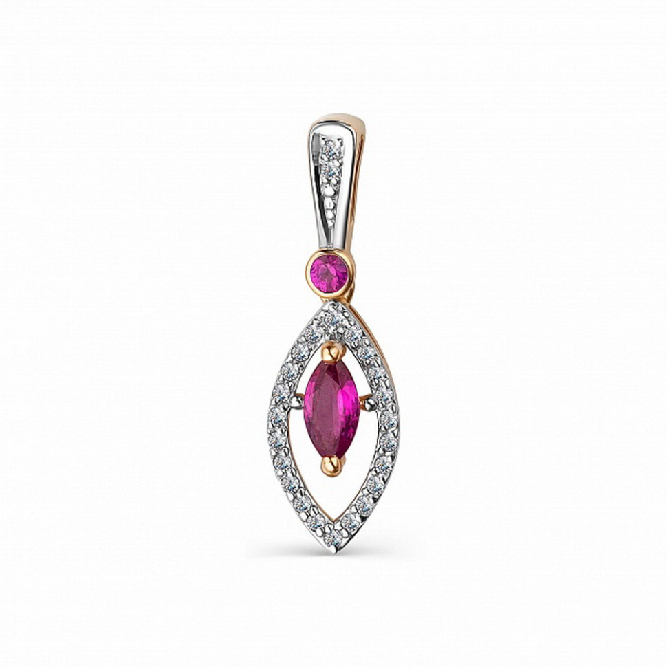 Подвеска из красного золота с бриллиантами и рубином (046957)