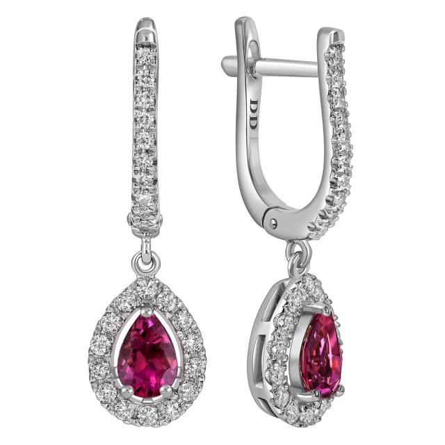 Серьги из белого золота с бриллиантами и турмалинами (062771)