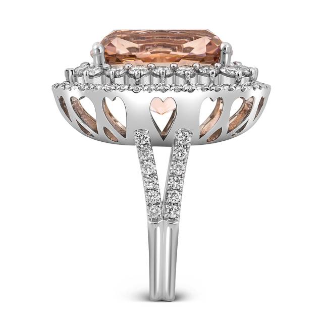 Кольцо из белого золота с бриллиантами и морганитом (050803)