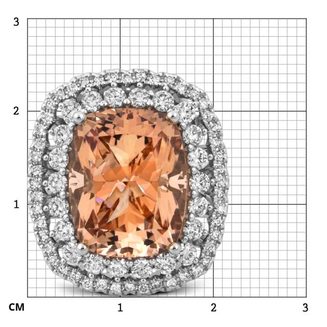 Кольцо из белого золота с бриллиантами и морганитом (050803)