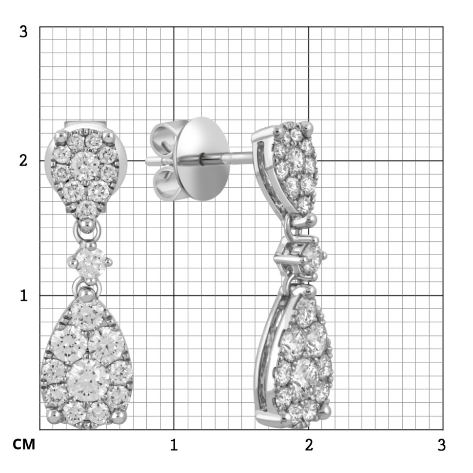 Серьги из белого золота с бриллиантами 