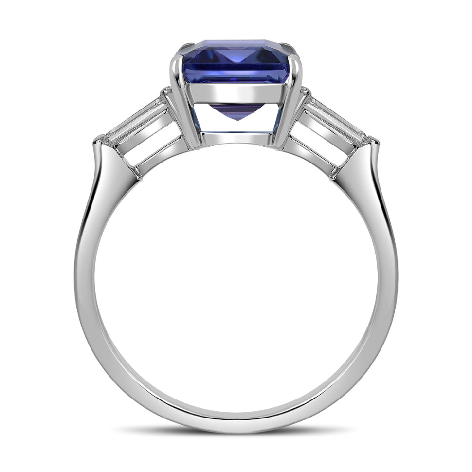 Кольцо из белого золота с бриллиантами и танзанитом (062614)