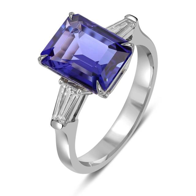 Кольцо из белого золота с бриллиантами и танзанитом (062614)