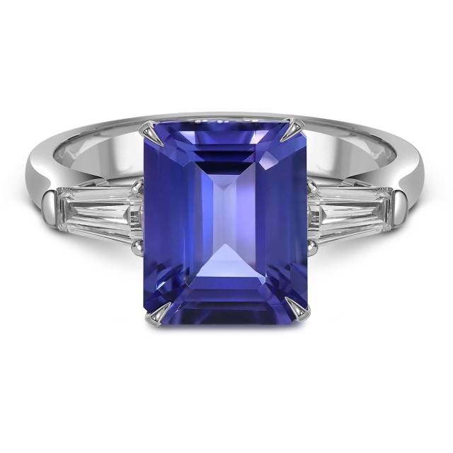 Кольцо из белого золота с бриллиантами и танзанитом (062614)