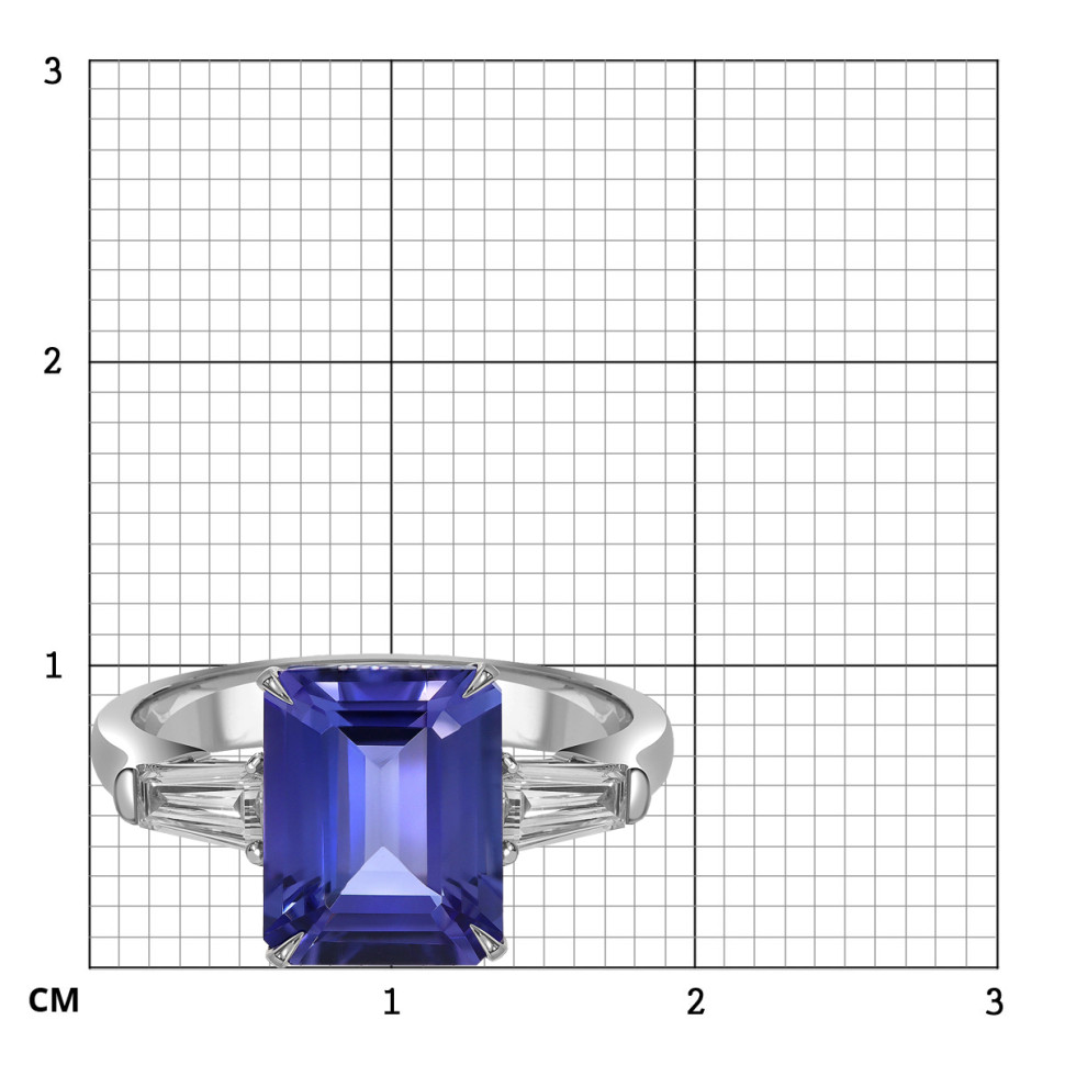 Кольцо из белого золота с бриллиантами и танзанитом (062614)