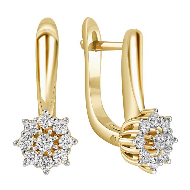 Серьги из жёлтого золота с бриллиантами (039646)