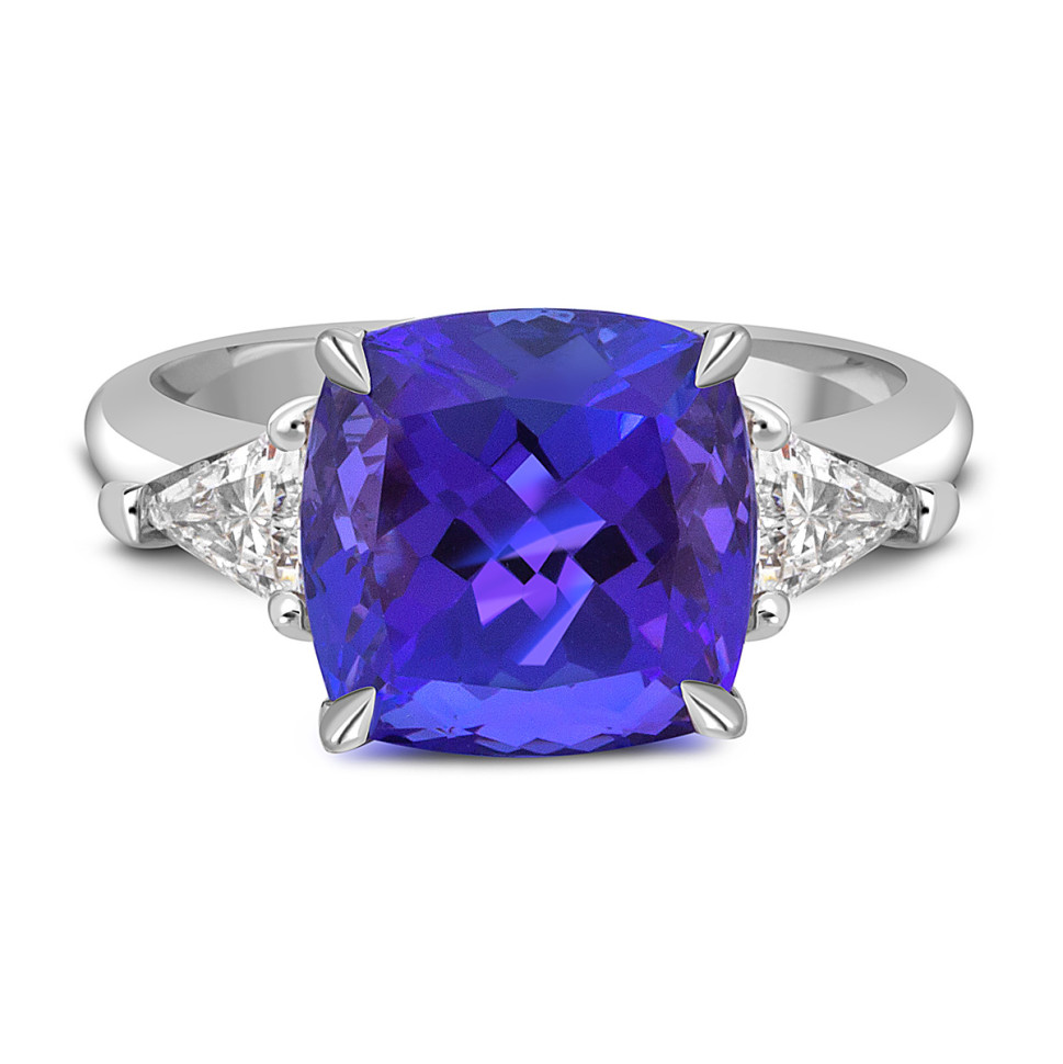 Кольцо из белого золота с бриллиантами и танзанитом (050798)