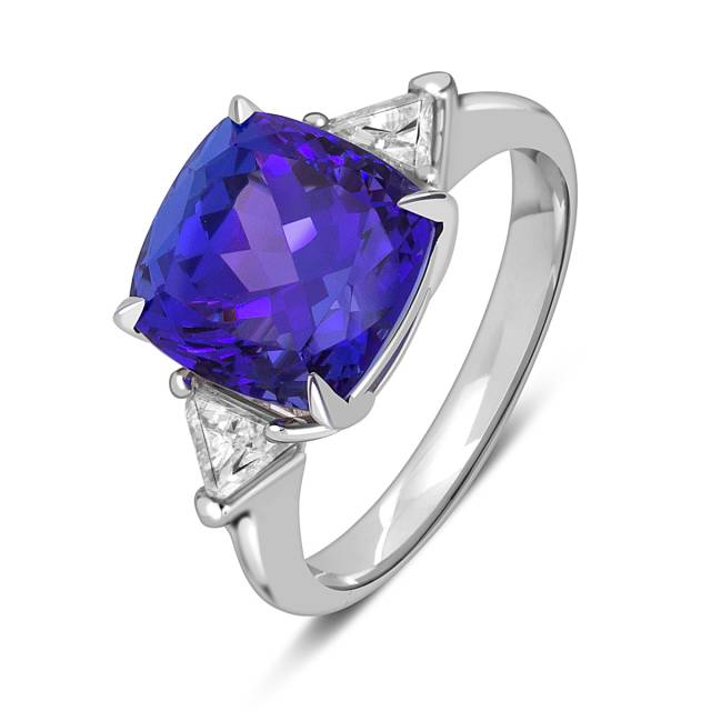 Кольцо из белого золота с бриллиантами и танзанитом (050798)