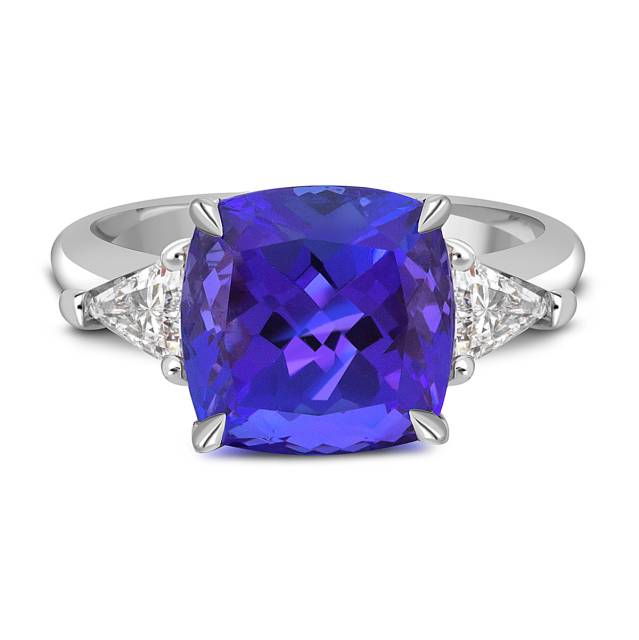 Кольцо из белого золота с бриллиантами и танзанитом (050798)