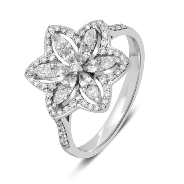 Кольцо из белого золота с бриллиантами (043650)