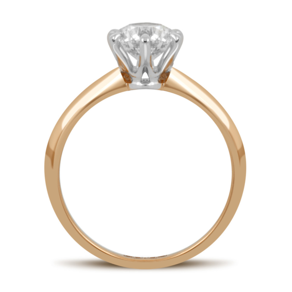 Помолвочное кольцо из комбинированного золота с бриллиантом (039484)