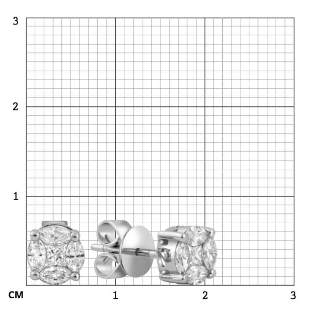 Серьги пусеты из белого золота с бриллиантами (042708)