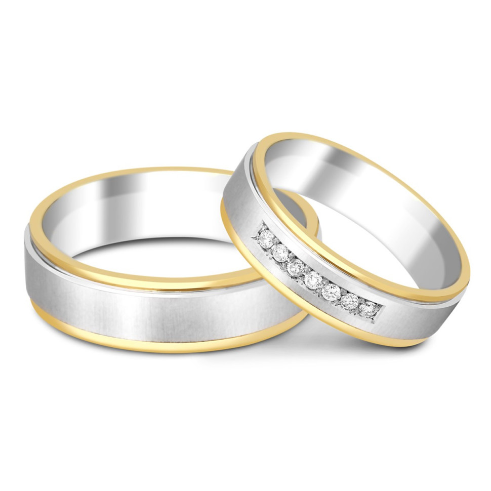 Обручальное кольцо из комбинированного золота с бриллиантами (014559)