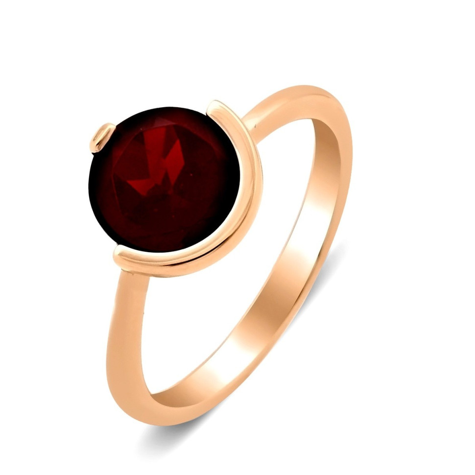 Кольцо из красного золота с гранатом (028573)