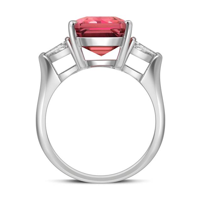 Кольцо из белого золота с бриллиантами и турмалином (058723)