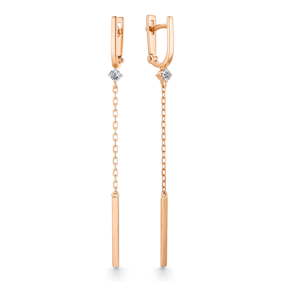 Серьги из красного золота с бриллиантами (042084)