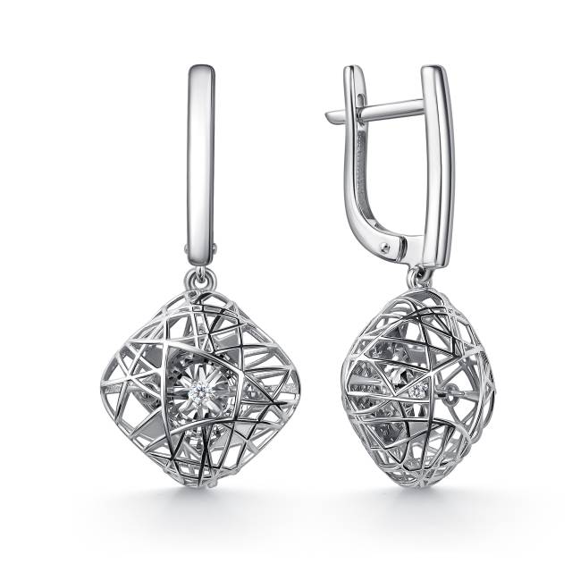 Серьги из белого золота с бриллиантами (063030)