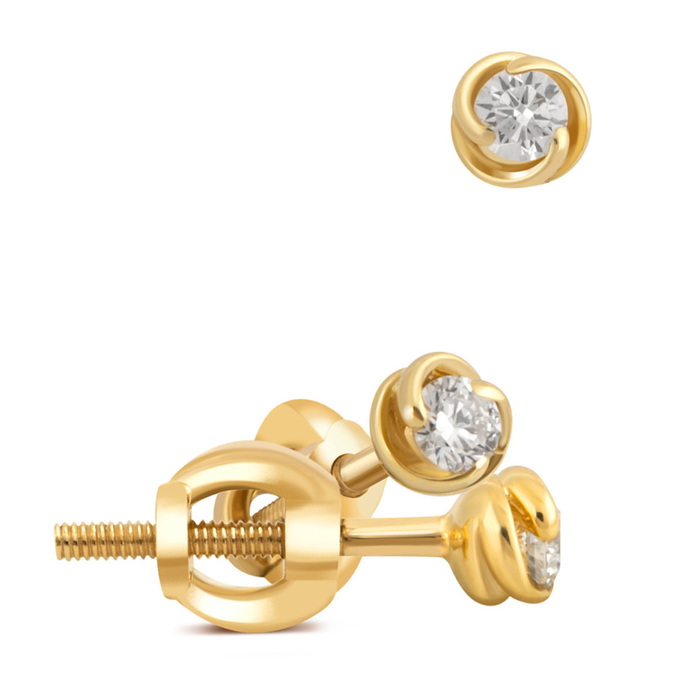 Серьги пусеты из жёлтого золота с бриллиантами (032726)