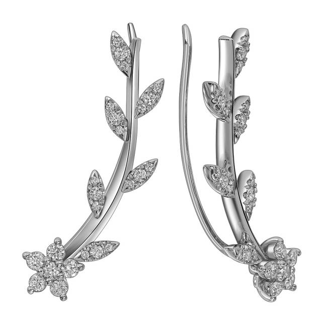 Серьги каффы из белого золота с бриллиантами (063726)