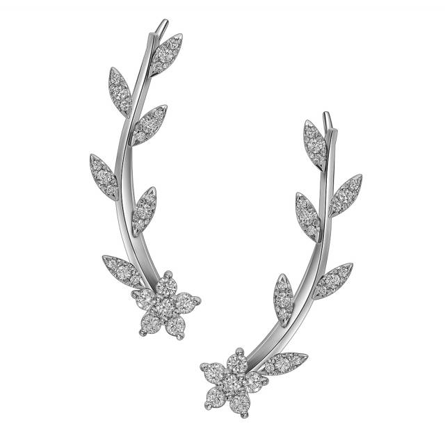 Серьги каффы из белого золота с бриллиантами (063726)