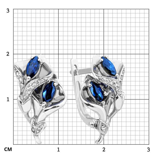 Серьги из белого золота с бриллиантами и сапфирами (001270)
